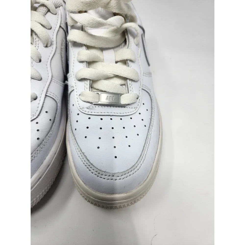 Nike Air Force 1 Boys Youth 5.5Y Triple White Swoosh Casual AF1 DH2920-111
